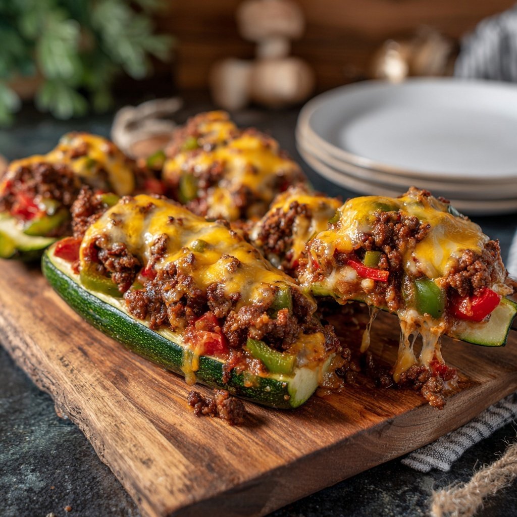 Beef And Veggie Stuffed Zucchini