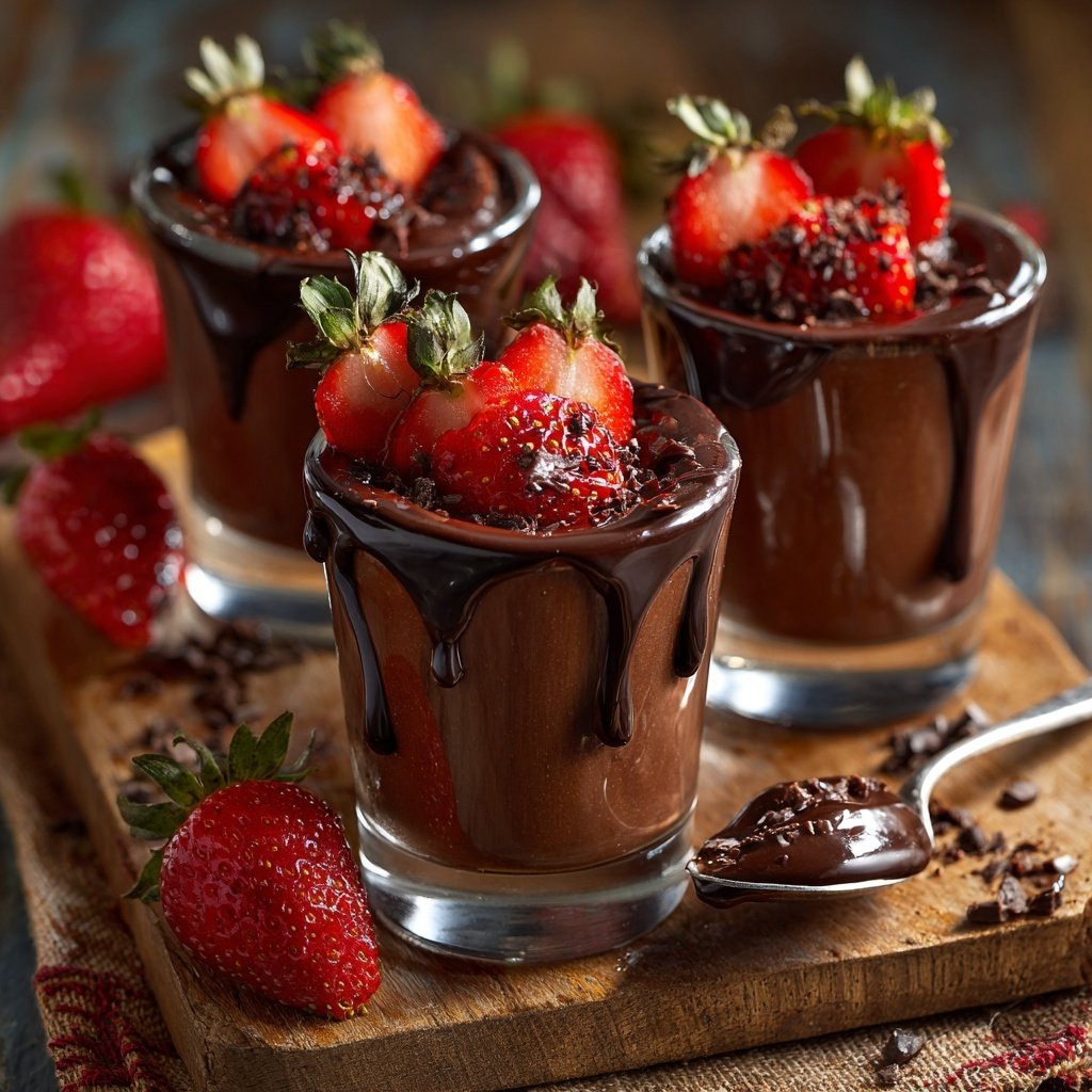Chocolate Covered Strawberry Dessert Shooters