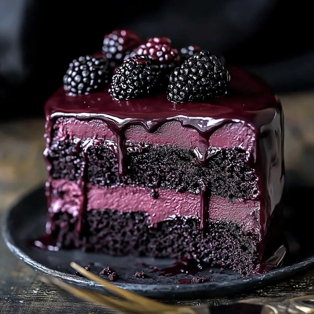 Decadent Blackberry Velvet Gothic Cake