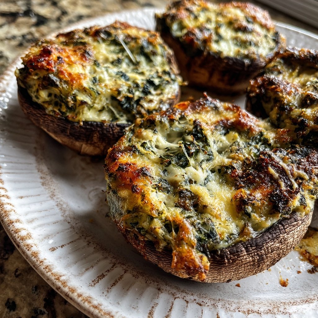 Spinach Artichoke Stuffed Portobellos