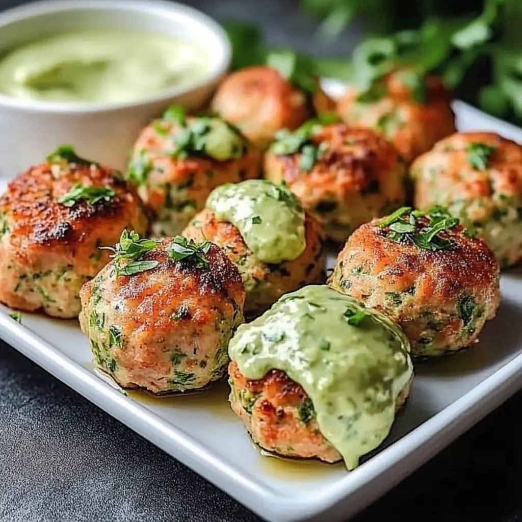 Salmon Meatballs with Creamy Avocado Sauce